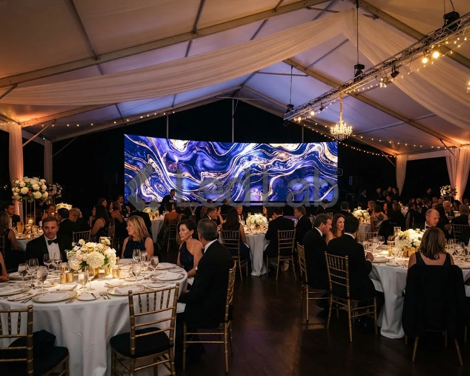 Gala: Pantalla curva bajo carpa