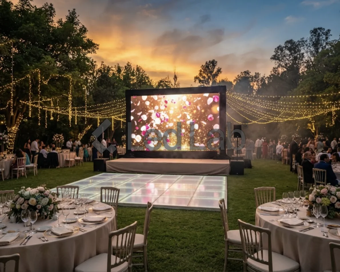Boda en jardín: Pantalla y pista outdoor