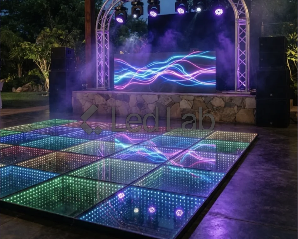 Fiesta: Pantalla, pista LED y estructura